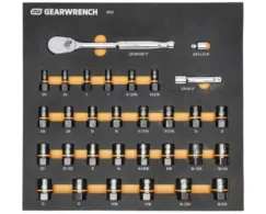 GEARWRENCH 31PC 3/8IN DR 90T RATCHET AND BOLT BITER SOCKET SET IN EVA TRAY